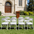 Folding Chairs 4 Pack,350 lbs Heavy Duty Metal Frame Folding Chairs with PU Leather Cushion, Ergonomic Foldable Chair with Non-Slip Feet, Portable Stackable Seating for Office Wedding Camping-White