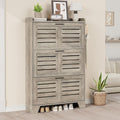 IDEALHOSUE Shoe Cabinet Storage for Entryway, Slim Shoe Storage Cabinet with 3 Flip Drawers, Freestanding Hidden Narrow Shoe Organizer Cabinet with Hooks for Entrance, Foyer, Hallway, Gray
