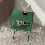 homary Modern End Table TV Shape Side Table, Metal Hollow Accent Table in Fresh Green, Narrow Sofa Table for Living Room Bedroom Apartment Decor (Green)