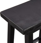 Amazon Basics Solid Wood Saddle-Seat Counter Height Bar Stools for Kitchen Island with Footrest, 24-Inch Height, Black, Set of 2
