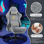 Symino Gaming Chair with Foot Rest, 3D Armrests PU Leather High Back Ergonomic Office Chair, 150° Recline Computer Desk Chair, Diamond Stitching, Grey