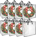 8 Pack Wreath Storage Bags, 24 Inch Clear Christmas Wreath Storage Bag with Zipper and Handles, PP Woven Holiday Decor Storage Bags