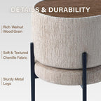 Get Set Style Multifunctional Ottoman with Side Table, Soft Round Footrest Stool,Vanity Stool with Metal Legs, Modern Decorative Furniture Vanity Chair for Makeup Room, Bedroom, Living Room