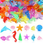 120 Pcs Acrylic Sea Shell Decorations, Ocean Themed Sensory Bin Fillers 3D Gems for Table Scatter Vase Filler and Pool Treasure Hunt Games