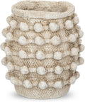 Rustic Farmhouse Vase, Boho Beige Vase for Pampas Grass Small Textured Knotted Vases for Flowers Decorative Cement Floral Vases for Home Decor, Living Room, Dining Table