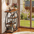 Small Entryway Console Table, 31.5" Narrow Sofa Table Behind Couch with Modern Curved Metal Frame, Skinny Wood Entry Table for Hallway, Entrance, Living Room, Wall, Foyer, Front Door, Rustic Brown
