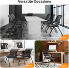 1 Pack Stackable Folding Office Chair with Wheels, Ergonomic Mesh Conference Room Guest Chair Stool for Waiting, Training Rooms, Reception, Events, Capacity 350lbs
