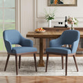 MALOL Wooden Dining Chairs Set of 2, Modern Fabric Upholstered Dining Room Chair, Kitchen Side Chairs, Farmhouse Dinner Chair with Open Back for Kitchen, Blue