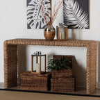 Bali & pari Alda Handwoven Seagrass Console Table - Rustic Wicker Waterfall Accent Table for Living Room, Hallway, or Entryway, Natural Brown