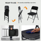 SEALAMB 10 Pack Folding Chairs with Comfort Seat, Heavy Duty Metal Frame Portable Stackable Chairs for Wedding Party Office School Church Events, Indoor Outdoor Use, 350 lb Capacity, Black