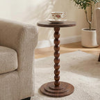 Small Round Side Table, C Table End Tables for Sofa, Sofa Round Tables for Living Room Study and Small Spaces (Walnut)