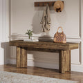 Tribesigns 47" Wooden Entryway Bench, Farmhouse Indoor End of Bed Bench, Long Table Benches Seat for Bedroom, Hallway, Foyer, End of Bed (Dark Brown)