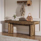 Tribesigns 47" Wooden Entryway Bench, Farmhouse Indoor End of Bed Bench, Long Table Benches Seat for Bedroom, Hallway, Foyer, End of Bed (Dark Brown)