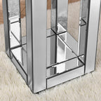 Modern Square Mirrored End Table, Easy Assembly Bedside Table with Crystal Inlay, Silver Square Sofa Side Table for Living Room, Elegant Mirror Finish 2-Tiers End Side Table,11.8" D x 11.8" W x 26" H