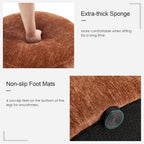 Upholstered Round Ottoman, Modern Small Footstool with Soft Padded Seat & Solid Wood Frame, Multifunctional Vanity Stool Accent Seat for Living Room, Bedroom, Entryway, Orange-Brown Chenille