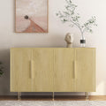USHOWER 56" Sideboard Buffet Cabinet with Storage - 4 Fluted Doors & Adjustable Shelves, Modern Wood Credenza with Metal Legs for Living Room, Dining Room, Kitchen, Entryway, Large Countertop Space