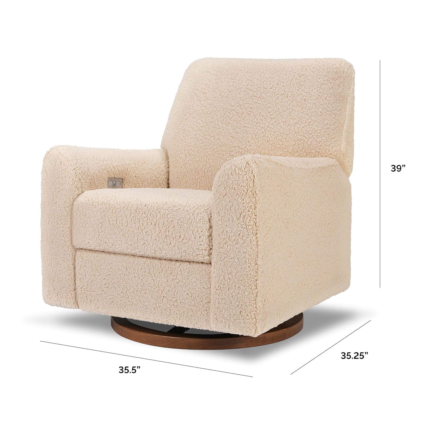 Nurseryworks for Babyletto Sunday Power Recliner and Swivel Glider in Chai Shearling, Greenguard Gold Certified and CertiPUR-US® Certified