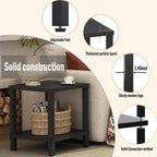 MMEOLUOOK Large End Table Square Side Table Modern Sofa Table 20 Inch Industrial Coffee Table NightStand with 2-Tier Storage Shelf for Living Room Bedroom Black MLBZ06B