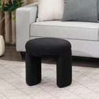 Boucle Ottoman, Round Sherpa Vanity Stool Chair, Small Upholstered Modern Teddy Footstool for Makeup, Living Room, Entryway, Bedroom,Black