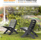 VINGLI Portable Adirondack Chairs, Folding Plastic Adirondack Chair for All Weathers, Outdoor Fire Pit Chairs for Patio Poolside Porch Beach, Capacity 350 LBS, Black