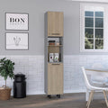 82" Tall Kitchen Pantry, Six Shelves, Double Doors, Light Pine - Home Storage Organizer