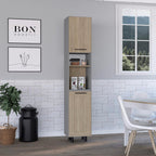 82" Tall Kitchen Pantry, Six Shelves, Double Doors, Light Pine - Home Storage Organizer