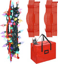 RUODON 12 Pack Christmas Lights Storage Holders with Storage Bag Hanging Rope Cord String Winder Organizer Holiday Lights Storage Hold Up to 164 Feet for Tree Lights, Electric Cords, Garlands (Red)