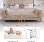 Aoiy & Wifon 83.1" W End of Bed Bench King Size, Oversized Window Bench Seat with Pillows & Rubberwood Legs for Bedroom/Living Room/Apartment, Polyester, Wheat