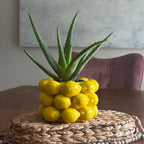 Lemon Vase -Cheery Yellow Ceramic French/Mediterranean Style Unique Vase with 3D Lemon Design- Lemon Kitchen Decor - Lemon Themed Housewarming Gift for her