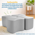 ECR4Kids SoftZone Toddler Modular Stool Seating Set, Classroom Furniture, Grey, 2-Pack