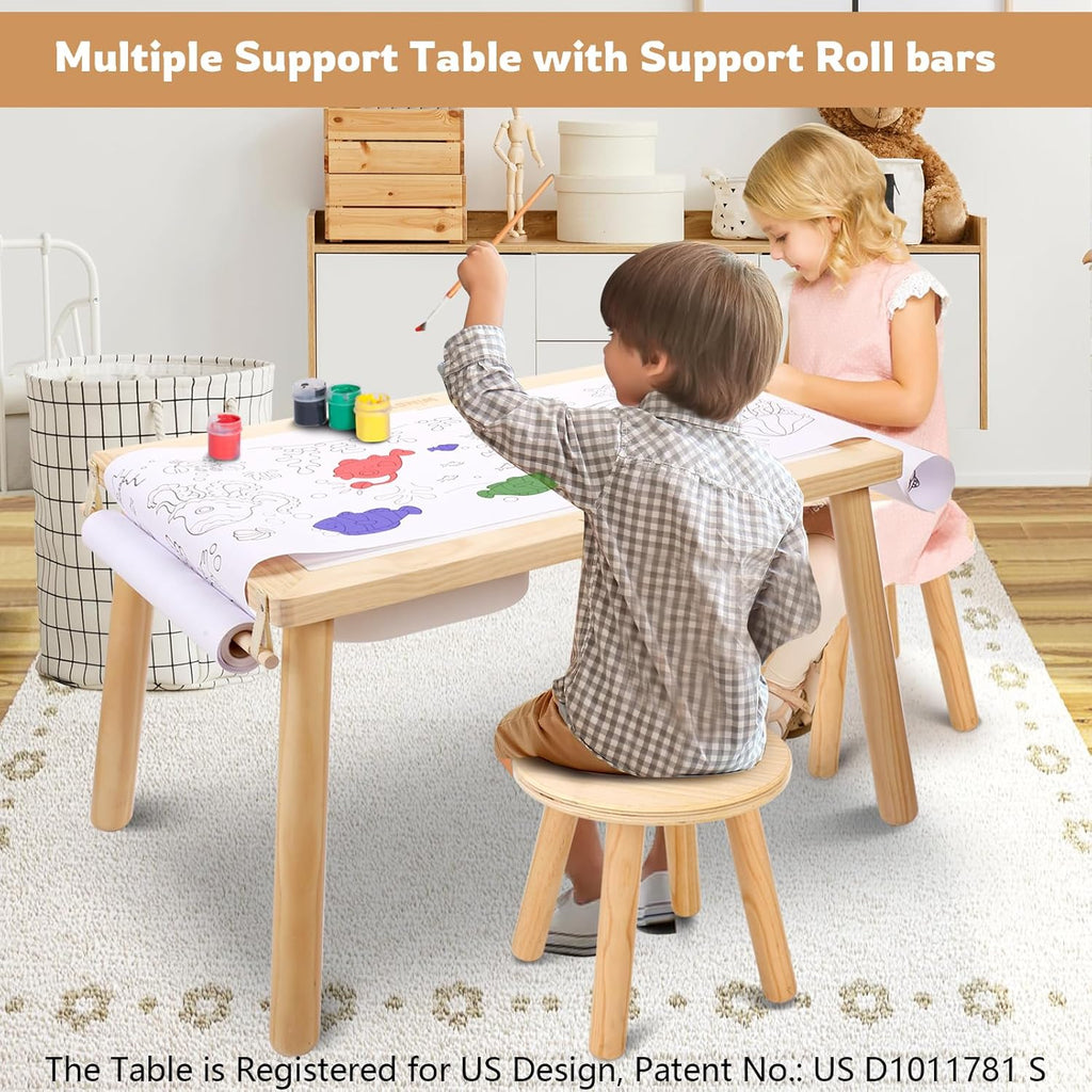 WINGYZ Sensory Table and Chair Set, 3 in 1 Kids Table for Play Study Art Dining Toys Storage, Sensory Activity Tables for Toddler with Storage Bins, Children's Gifts for Boys and Girls