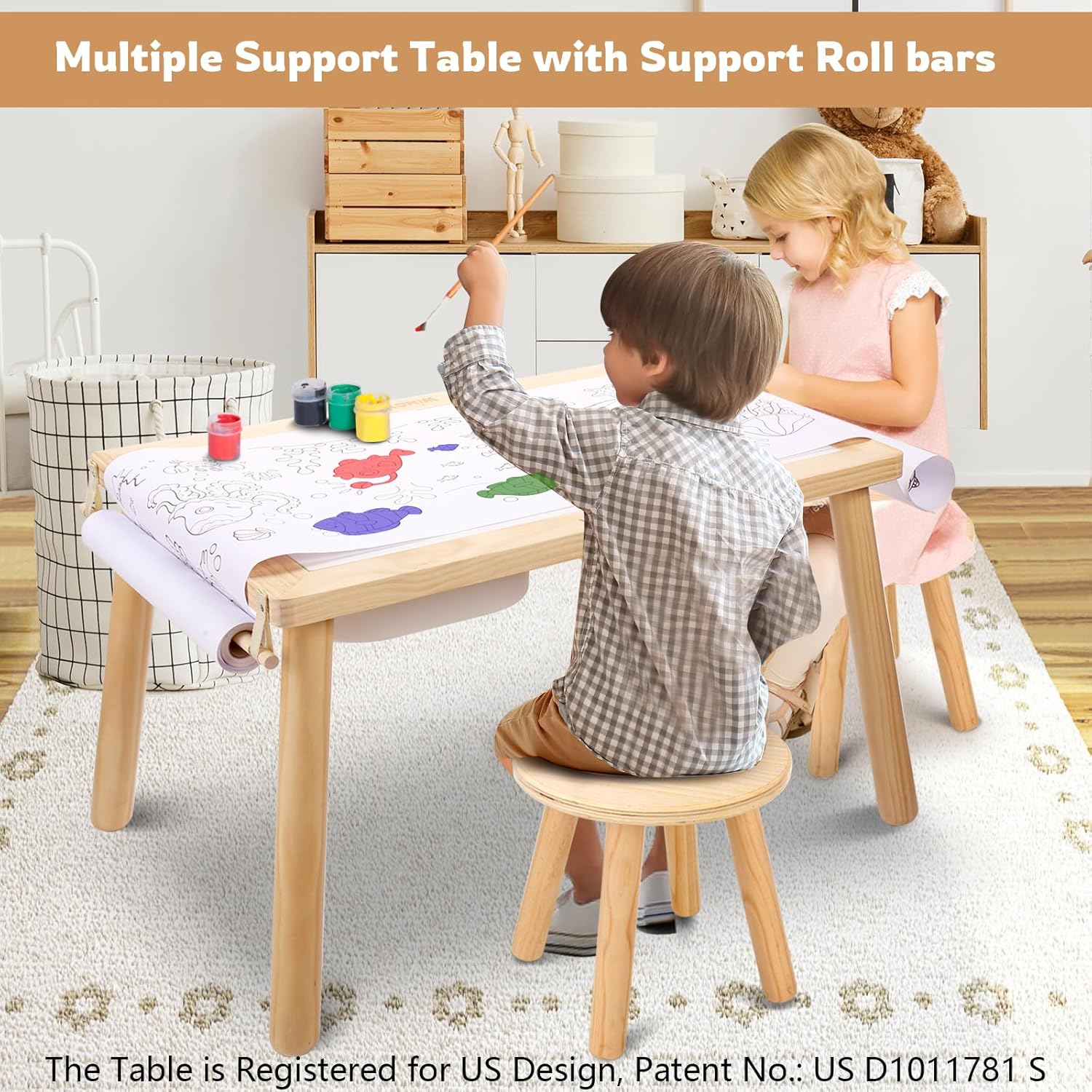 WINGYZ Sensory Table and Chair Set, 3 in 1 Kids Table for Play Study Art Dining Toys Storage, Sensory Activity Tables for Toddler with Storage Bins, Children's Gifts for Boys and Girls