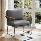 Furnilivng Large Sling Accent Chair, Comfortable Boucle Fabric Arm Chair, Upholstered Cozy Reading Chair for Living Room, Bedroom, Dressing Room, Home Office (Dark Gray, Set of 1)