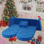 Kids Play Couch 13PCS, Modular Floor Sofa Couch, Playroom Play Cushion Set for Boys and Girls, Convertible Foam Play Couch (Dark Blue)