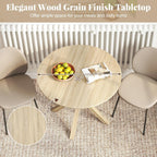 Moccha 36" Round Dining Table for 4 - Rubber Wood Kitchen Table with Intersecting Trestle Legs, Vintage Bar Table, Farmhouse Dining Room Tables for Dinette, Small Space, Restaurant, Bistro (Oak)