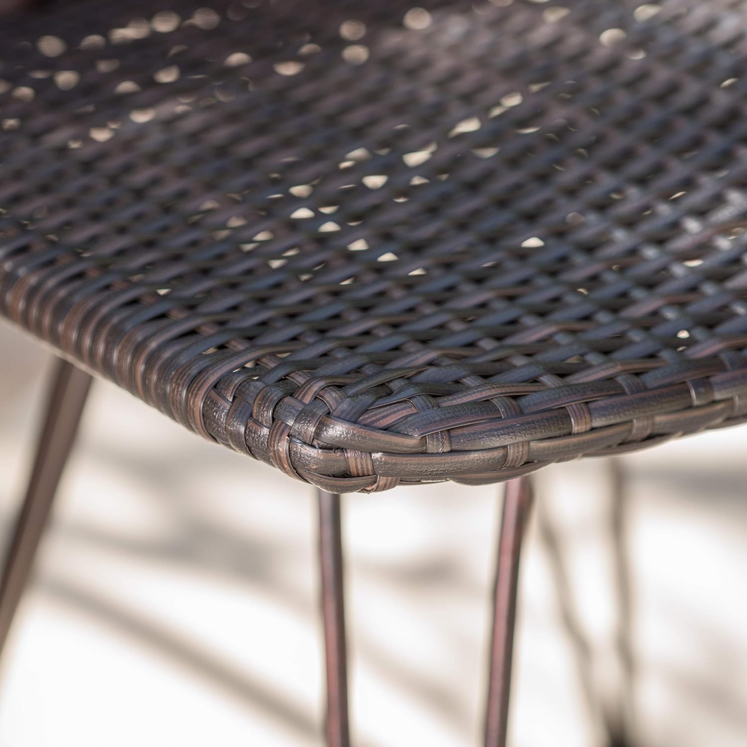 Christopher Knight Home Torrey Outdoor Wicker Barstools with Iron Frame, 2-Pcs Set, Multibrown / Black Copper