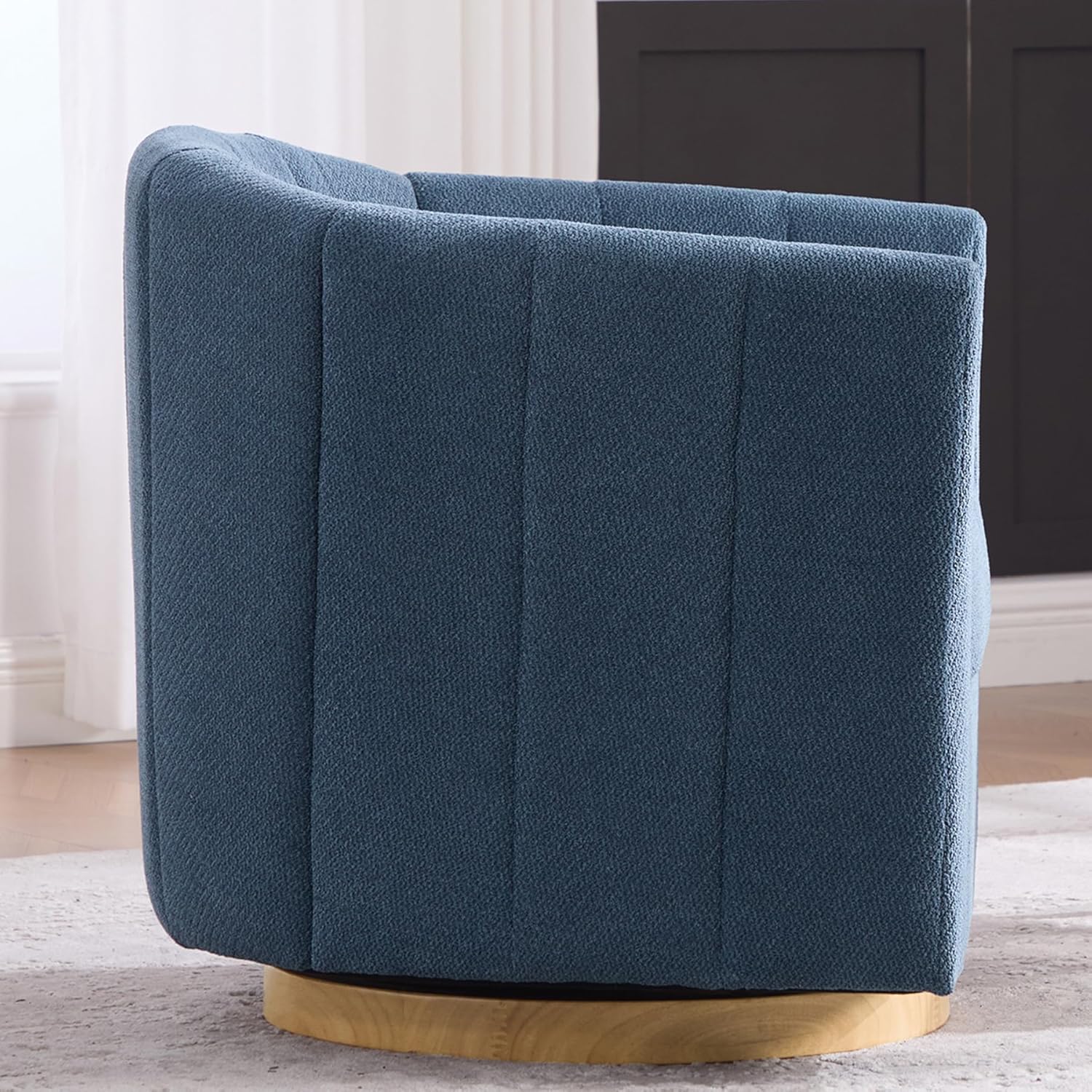 Swivel Barrel Chair Set of 2, 360 Degree Round Swivel Accent Chair for Living Room, Mid Century Modern Upholstered Accent Chair,Comfy Tufted Sofa Armchairs for Bedroom,Nursery,Chenille, Blue