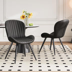 Dining Chairs Set of 2 Modern Fabric Dining Room Chairs Upholstered Dining Chairs with Thick Cushions Metal Legs Armless Back Chair for Kitchen and Living Room Ink Black