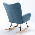 Rocking Chair Nursery, Teddy Upholstered Glider Rocker with High Backrest, Reading Chair Modern Rocking Accent Chairs Glider Recliner for Living Room, Nursery, Bedroom,Blue, W1372120796