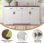 KEIKI 63" Fluted Sideboard Buffet Cabinet with Storage – 4 Doors, 3 Drawers, Adjustable Shelves, Kitchen Buffet, Large Sideboard Buffet Cabinet, Cabinet for Dishes, Kitchen Console Cabinet, White