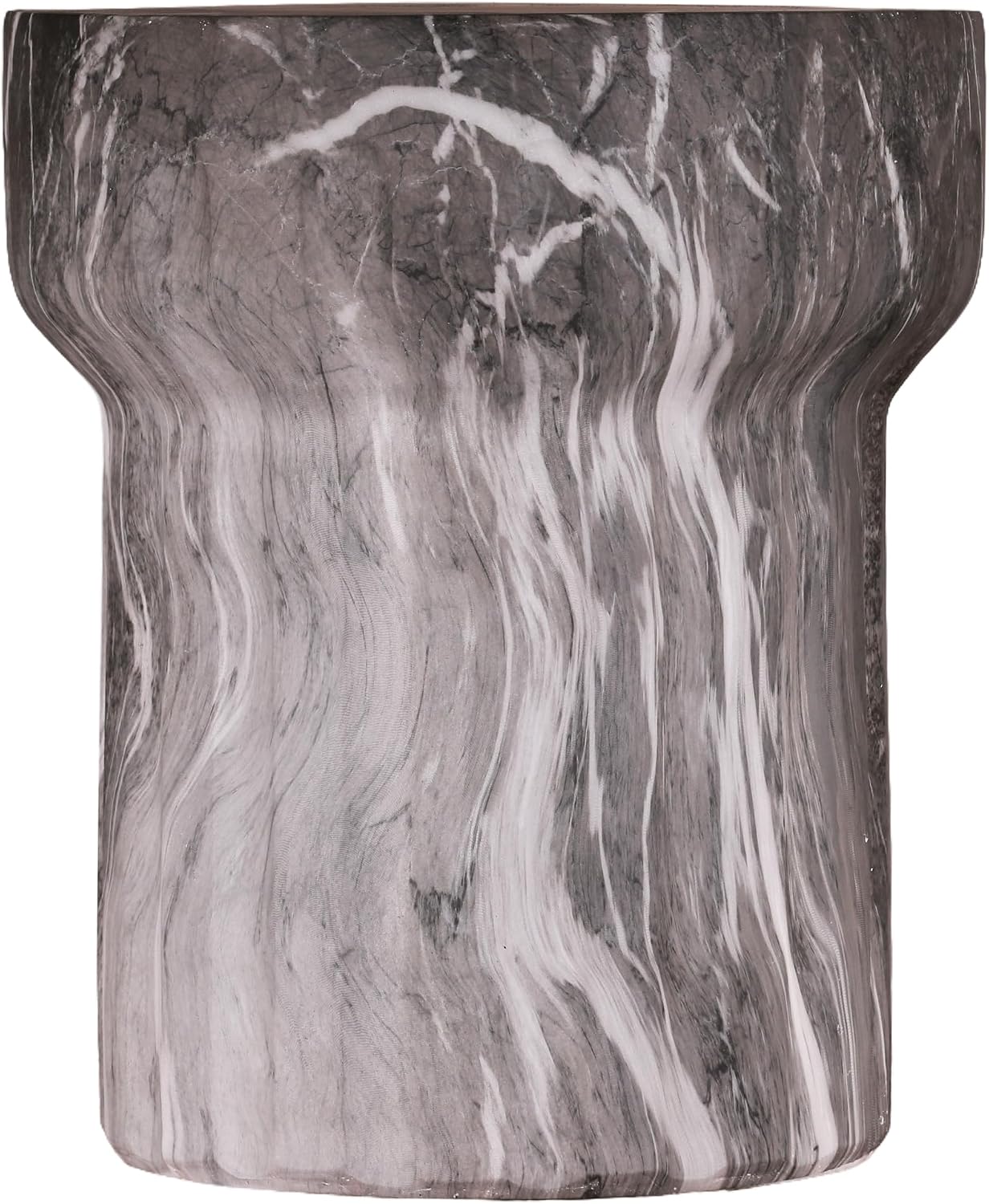 16" Weatherproof Side Table, End Table with Modern Geometry, Accent Table with Faux Terrazzo for Patio and Indoor Spaces, Marble