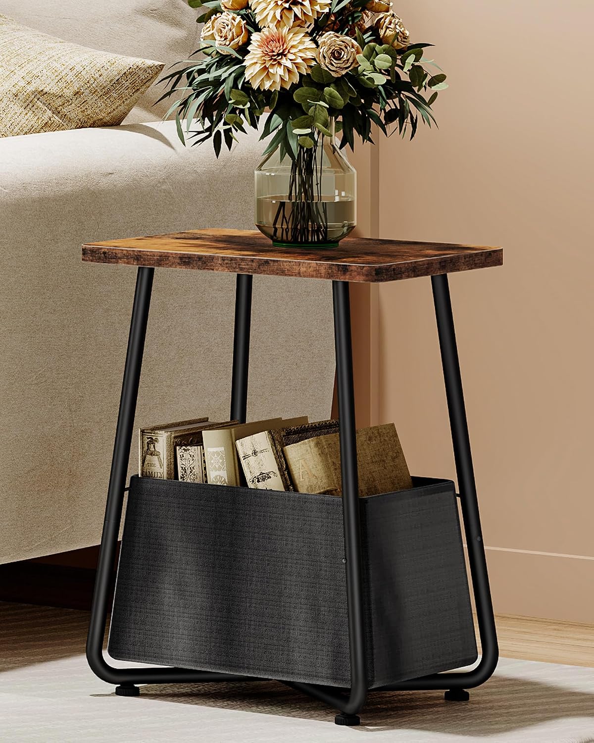 CHOEZON End Table and Small Nursery Side Table Bundle, for Small Spaces, Living Room, Bedroom, TBZ55BF- TBZ13BF