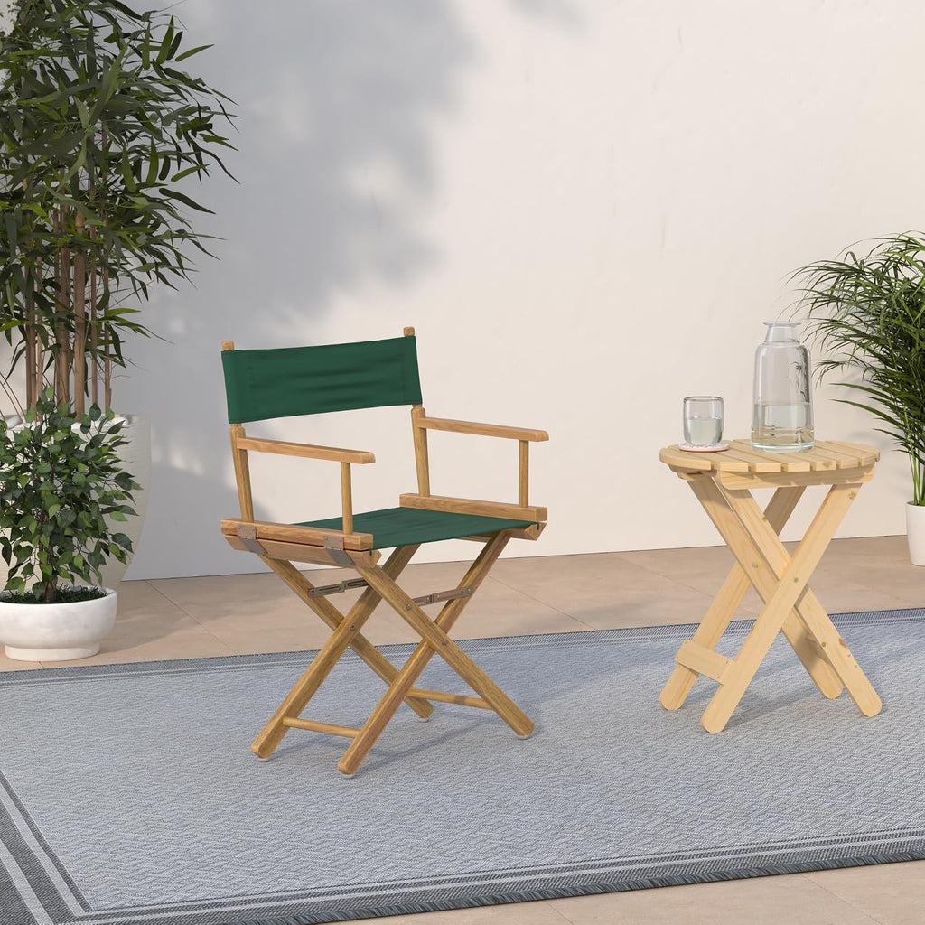 Casual Home 18" Director's Chair Natural Frame with Hunter Green Canvas