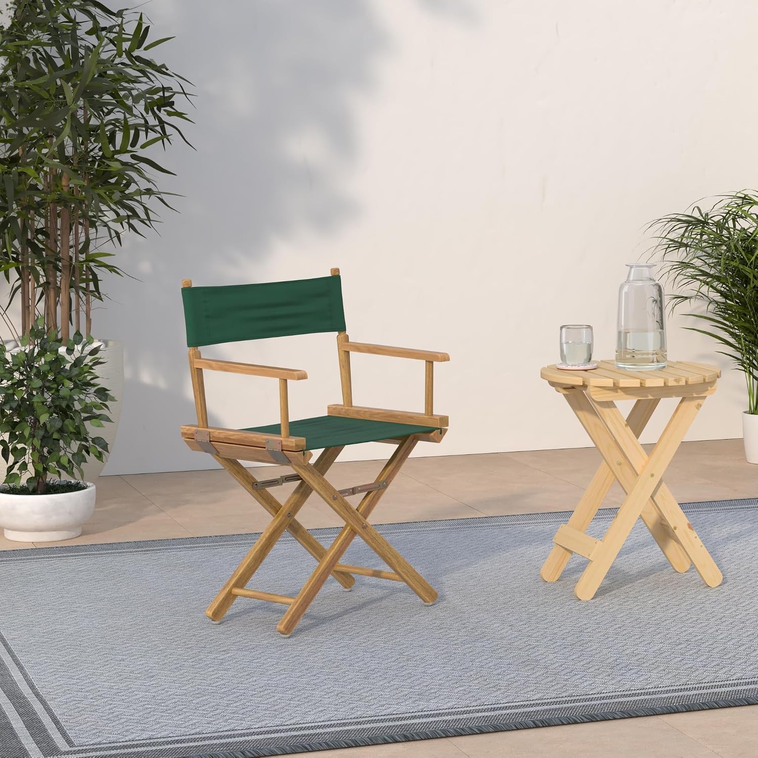 Casual Home 18" Director's Chair Natural Frame with Hunter Green Canvas