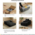 Chaise Lounge Chair, Plush Velvet Corduroy Boneless Sofa Bed for Kids, Teens & Adults, Compact Deep Seat for Bedroom Playroom Dorm & Small Apartment, 33D Foam, Anti-Skid, Black