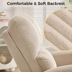 Power Swivel Rocker Recliner, Swivel Glider Nursery Electric Recliner Chair with Lumbar Support, Upholstered Rocking Recling Chairs for Adults Nursery, Living Room, Bedroom, Corduroy Camel