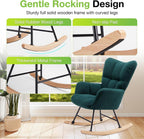 Rocking Chair Nursery Glider Recliner, Teddy Upholstered Nursing Chairs with Soft Seat Cushion Comfortable Armrests High Backrest for Bedroom Reading Living Room, Easy Assembly, Green