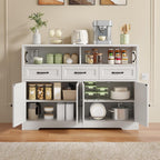 Ahomly 51" Buffet Cabinet with Adjustable Storage, Charging Port - 3 Drawers & 4 Doors Large Sideboard, Multi - Scene Coffee Bar/Microwave Stand for Kitchen,Living Room,Entryway（White）