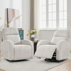 Swivel Rocker Recliner for Nursery, Glider Recliner Nursery Chair, Rocking Recliner Chairs with Double Pockets for Living Room, Camel Corduroy