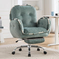 Criss Cross Office Chair with Foot Rest and Flip Armrests for Pets | Cross Legged Office Chairs for Women Reclining Desk Chair Comfy Vanity Chair with Back and Wheels for Home Office Green